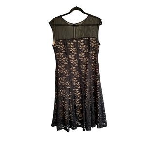 RM Richards Lace Black & Tan sleeveless Dress size 16